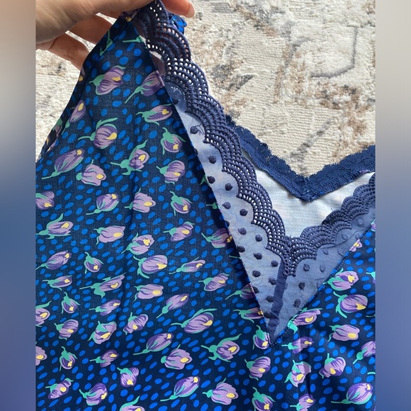 Plus Size Lace & Floral French Style Tank Top Vibrant Blue Green Purple - Picture 10 of 16